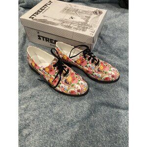 Streetfly Womens 7 Oxford Floral Mary Jane Dress Shoes